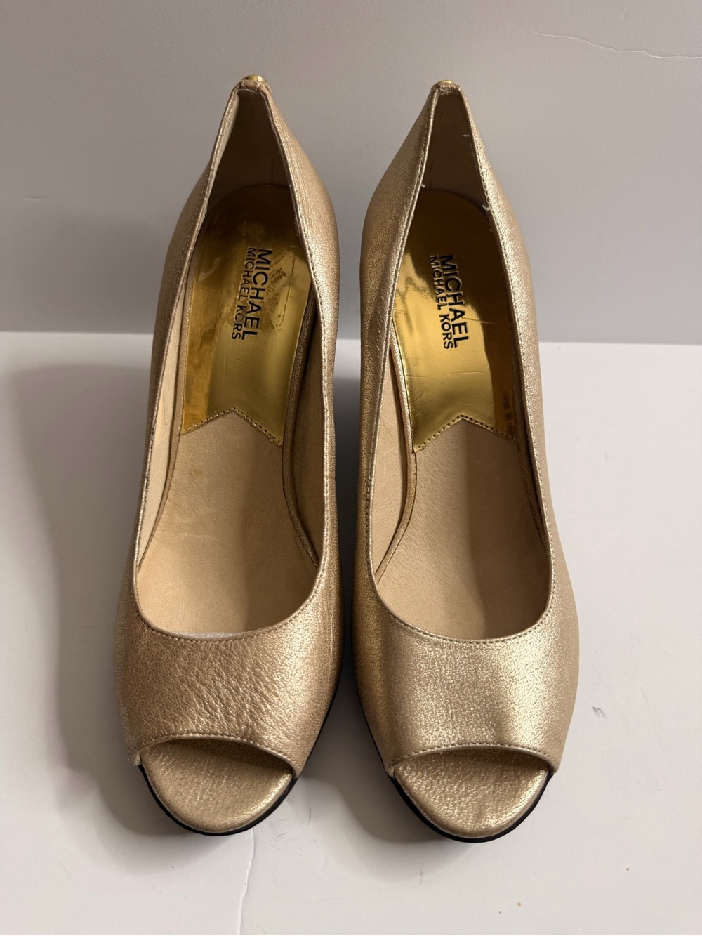 Michael Kors Metallic Gold Peep-Toe Heels